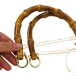 Angel Çanta Aksesuar 18 cm Çift Gerçek Bambu Çanta Sapı Düz Halkalı (Light Gold Metalli)