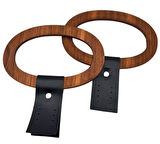 Angel Çanta Aksesuar Oval Derili  Ahşap Çanta Sapı Koyu Renk 