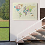 Harita Sepeti Dünya Haritası Kanvas Tablo Ülke Başkent Detaylı ve Dekoratif 2603
