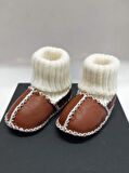 Bebek Unisex Organik Kuzu Derisi İlk Adım Ayakkabısı Panduf Patik 6-12 AY