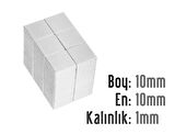 Neodyum Mıknatıs Köşeli  10x10mm , Kalıklık 1 mm (10 Adet)