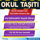 Kayıtlı Servis Okul Taşıtları 4 lü Kamera 7 inç Monitör Full Set 128 GB SD Kart Desteği + 1 Dome Kam