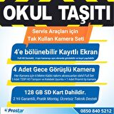 Kayıtlı Okul ve Servis araçları 4 lü Kamera 7 inç Monitör Full Set + 128 GB SD Kart Dahil