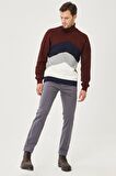 Erkek Antrasit Slim Fit Dar Kesim Pamuklu Esnek Chino Pantolon