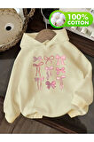 Kurdeleler Baskı Detaylı İçi Polarlı Kapüşonlu Sweatshirt