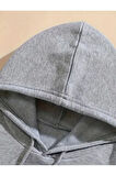 More Amor Baskı Detaylı İçi Polarlı Kapüşonlu Sweatshirt