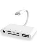 Apple iPad 5'i 1 Arada Lightning to USB TF Okuyucu, Lightning to USB Lightning Kamera adaptörü 3.5mm