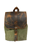 Deri Kanvas Tek Bölmeli Büzgülü Kapaklı Vintage Disayn Sırt Gezi Çantası GDS Erica Bag 7120