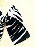 Siyah Beyaz Zebra Desenli Klipsli Fiyonk Kadın Saç Tokası