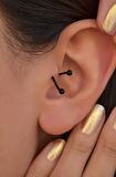 Kıvrımlı Çelik Spiral Piercing 6 mm Tragus Helix Kıkırdak Siyah