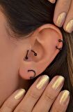 Kıvrımlı Çelik Spiral Piercing 6 mm Tragus Helix Kıkırdak Siyah