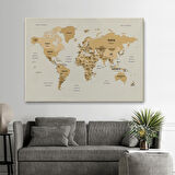 Harita Sepeti Türkçe Dünya Haritası Kanvas Tablo Ülke Başkent Detaylı ve Dekoratif 2618
