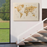 Harita Sepeti Türkçe Dünya Haritası Kanvas Tablo Ülke Başkent Detaylı ve Dekoratif 2618