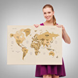 Harita Sepeti Dünya Haritası Kanvas Tablo Ülke Başkent Detaylı ve Dekoratif 2619