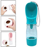 Evyora® Taşınabilir Mama Hazneli Evcil Hayvan Suluğu Seyahat Kabı Kilitlenebilen Su Sızdırmaz 380ML