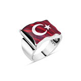Amberkan Dalgalı Bayrak Desenli Erkek Yüzük
