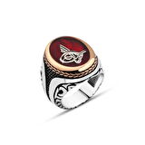 Amberkan Kırmızı Mine Üzeri Tuğralı Erkek Yüzük
