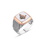 Amberkan Beyaz Oniks Taş Üzeri Tuğralı Erkek Yüzük