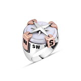 Amberkan Beyaz Oniks Taşlı Pusulalı Erkek Yüzük