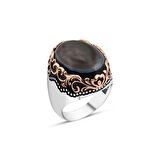 Amberkan Damarlı Oniks Taşlı Erkek Yüzük