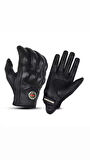 Motosiklet eldiveni %100 gerçek deri siyah touch özellik unisex korumalı motor eldiveni NX-7