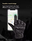 Motosiklet eldiveni %100 gerçek deri siyah touch özellik unisex korumalı motor eldiveni NX-7