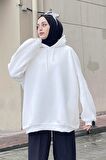 Kapşonlu Oversize Yan Cepli Sweat