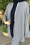 Gofre Kimono İkili Tesettür Takım Füme