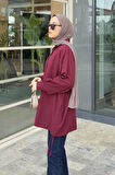 Oversize Gömlek Bordo