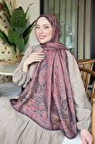 Retro Desen Soft Şal siyah bordo