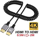 Hdmi Spiral Yaylı Uzayabilen FullHd 4k 60Hz Uhd Kablo (0.5-2 Metre)