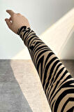 Yarım Balıkçı Yaka Zebra Desenli Body Sütlü Kahve