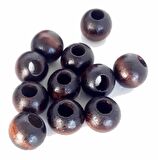 22 mm 10 Adet Ahşap Yuvarlak Boncuk Koyu Renk