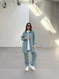 Uzun Gömlek Üst, Basic İçlik ve Rahat Pantolon Üçlü Takım