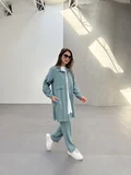 Uzun Gömlek Üst, Basic İçlik ve Rahat Pantolon Üçlü Takım