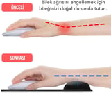 BLACK DEER Siyah Bilek Destekli Mouse Pad,Ergonomik Kaymaz Taban,Oyun ve Ofis için Fare Altlığı,Suya Dayanıklı (Siyah)