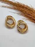 Gold Renk 3'lü Sarmal Küpe