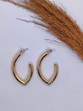 Kadın Gold Renk Oval Küpe