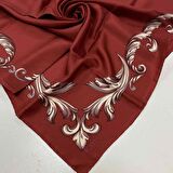 L'awilia Bordo Vintage Çerçeveli Düz Renk Tivil İpek Eşarp 26432-04