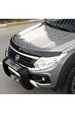 Fiat Fullback Ön Kaput Koruma Rüzgarlığı 3mm Akrilik (ABS) Parlak Siyah Deflektör 2016->