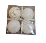 YILBAŞI TOP AĞAÇ SÜSÜ BEYAZ 4'LÜ SET PLASTİK 10CM