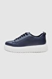 Lacivert Kalın Beyaz Tabanlı Bağcıklı Sneaker Ayakkabi 3EC09ORT0381