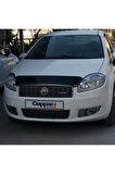 Fiat Linea Ön Kaput Koruma Rüzgarlığı 3mm Akrilik (ABS) Parlak Siyah Deflektör 2007-2018