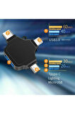 Iphone Type-c Micro Usb 3in1 Usb 3.0 Dişi Mouse Flash Otg Adaptör 3in1 Otg