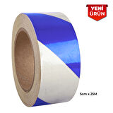 Reflektif Fosforlu Çapraz Şerit Bant, Çift Renk Reflekte İkaz Bandı 5cm x 25M