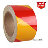 Reflektif Fosforlu Çapraz Şerit Bant, Çift Renk Reflekte İkaz Bandı 9.2cm x 25M