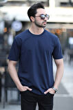 Erkek Bisiklet Yaka Regular Fit Pamuklu T-Shirt Lacivert - 5446