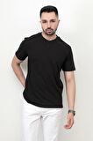 Siyah Baskısız Erkek T-Shirt O Yaka Regular Fit T-Shirt 2407