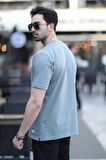 Erkek Bisiklet Yaka Regular Fit Pamuklu T-Shirt Açık Haki - 5446