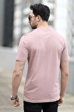 Erkek Bisiklet Yaka Kedi Dijital Baskılı T-Shirt Pudra - 2020-3